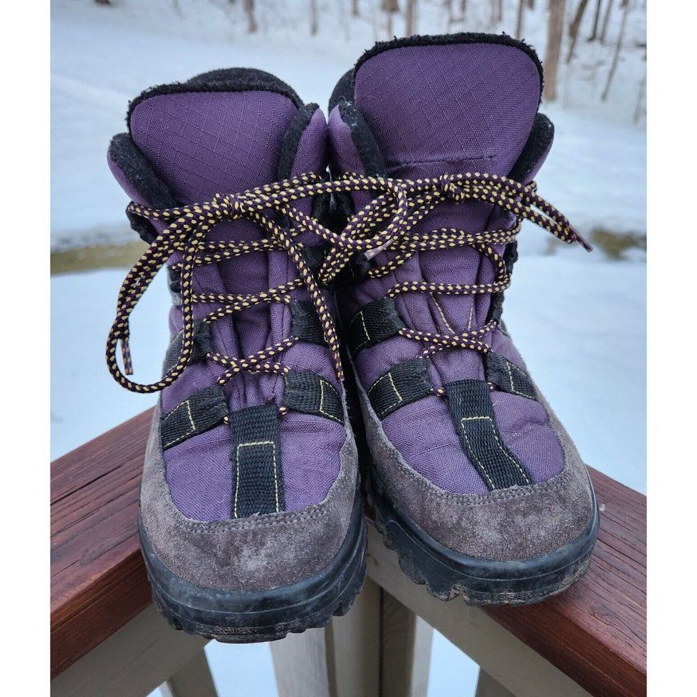 LL Bean Hiking Trail Suede Snow Lace Up Boots Womens Size 8 Medium Purple AG 56
